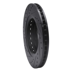 Acura MDX Brake Rotor (1) - Front Right - R1 Concepts - Drilled & Slotted - Black - `14-`20